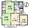 屋島フレグランス　Ａ棟 3Kの間取り