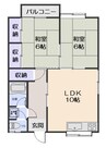 コーポ玉井 2LDKの間取り