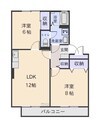 ハイカムール高市 2LDKの間取り