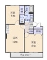 ハイカムール高市 2LDKの間取り