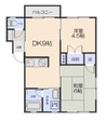 コーポゆりのき 2DKの間取り