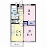 フォンテーヌ・エスト　B棟 2DKの間取り