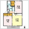 クレール・ルピナ 2LDKの間取り