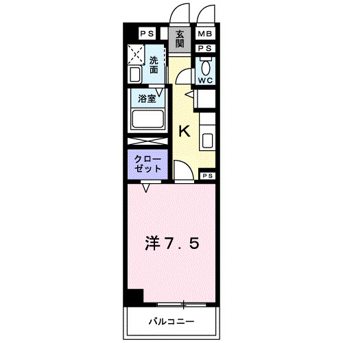 マルベル宇多津 1Kの間取り