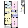 プレッソ太田Ⅲ 2LDKの間取り