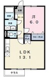 メゾンジャルダン黒嶋Ｂ 1LDKの間取り