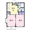 エルディム川西 2DKの間取り
