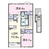 ラ・レコルテ宇多津Ⅰ 2LDKの間取り