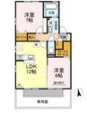 Ｔ’ｓスクエア　D棟 2LDKの間取り