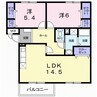 ニューエルディム裕Ⅱ 2LDKの間取り