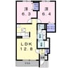 スワン　ＫＩＴＡＭＵＲＡ　Ｃ 2LDKの間取り