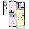 ラメゾン　ドゥ　カンパーニュＢ 2LDKの間取り