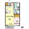 パークサウス 1LDKの間取り