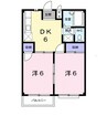 エルディムひばり 2DKの間取り