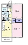 ハーモニーハイツカスミ　Ａ 2DKの間取り