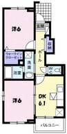 秋桜ミディⅡ 2DKの間取り