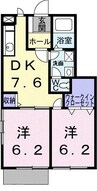 シャン・ド・フルール　Ｍ・Ｙ 2DKの間取り