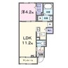 エーデルタウンⅠ 1LDKの間取り