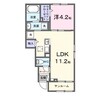 エーデルタウンⅠ 1LDKの間取り