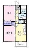 スカイハイツ川井 2DKの間取り