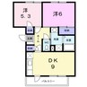 ニューエルディム土居 2DKの間取り