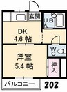 フレグランス宮脇 1DKの間取り