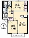 ジュネスTOSHI D棟 2LDKの間取り