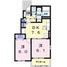 レジデンス昭和町Ⅲ 2DKの間取り