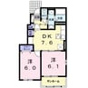 レジデンス昭和町Ⅲ 2DKの間取り