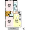 ロイヤルパークス林町 C棟 2DKの間取り