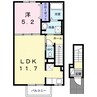 クレアガーデンＣ 1LDKの間取り