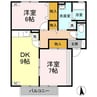 ファミール河野　A棟 2LDKの間取り