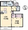 リーブル橘 1LDKの間取り