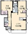 コンフォール　E 2LDKの間取り