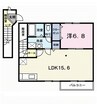 ハーモニーハイツ横井 1LDKの間取り