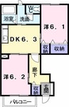 ドリーム　ヴィレッジＢ 2DKの間取り