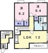 パレス・ニュールミネⅡ　Ａ 2LDKの間取り