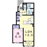 クラール土器西Ｄ 1LDKの間取り