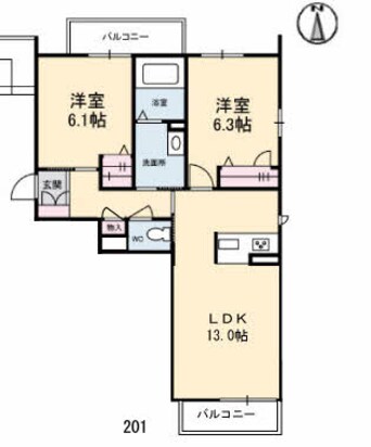 間取図 シャーメゾン林田町