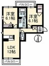 シャーメゾン元町 2LDKの間取り