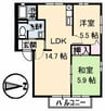 フレグランスＫＯＺＡＩ　Ｂ棟 2LDKの間取り