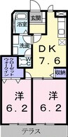 コスモハイツ　Ｂ 2DKの間取り