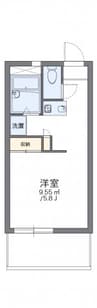 レオパレス栗林 1Kの間取り