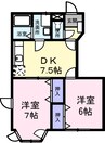 フォロ・ロマーノＡ 2DKの間取り