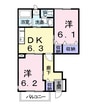 リヴァー・ウィルダーネスＣ 2DKの間取り