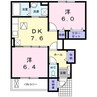 ヴァンソワール 2DKの間取り