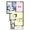 メゾンリヴィエールＨ 1LDKの間取り