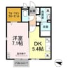 リースランド上林 A 1DKの間取り