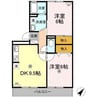シャトレー西本Ⅱ 2DKの間取り