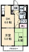 バリュージュ泉保 2DKの間取り